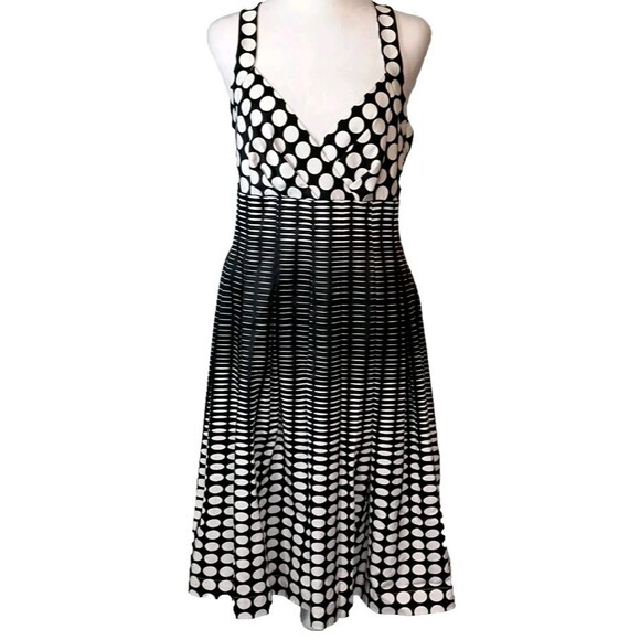 Calvin Klein Sleeveless Fit & Flare Black/White Polka Dot Retro Dress Size 4 NWT - Picture 2 of 4